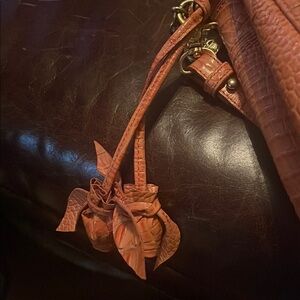 Brahmin Croc-Embossed Leather Bag in Peachy orange